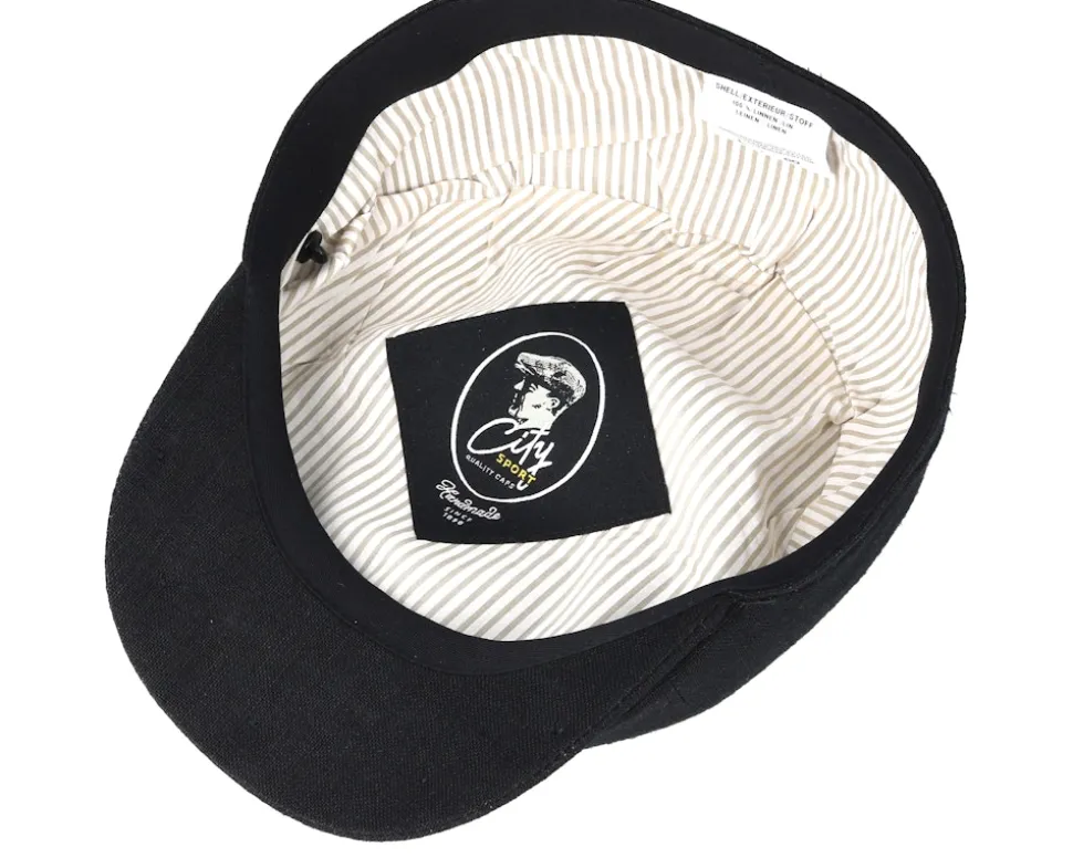 Sixpence Stripe Black Flat Cap - City Sport