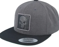 Skull Black Metallic Patch Charcoal/Black Snapback - Iconic