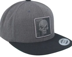 Skull Black Metallic Patch Charcoal/Black Snapback - Iconic