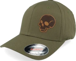 Skull Engraved Wooly Combed Olive Flexfit - Iconic