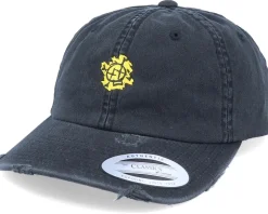 Skull Smiley Ripped Black Dad Cap - Abducted