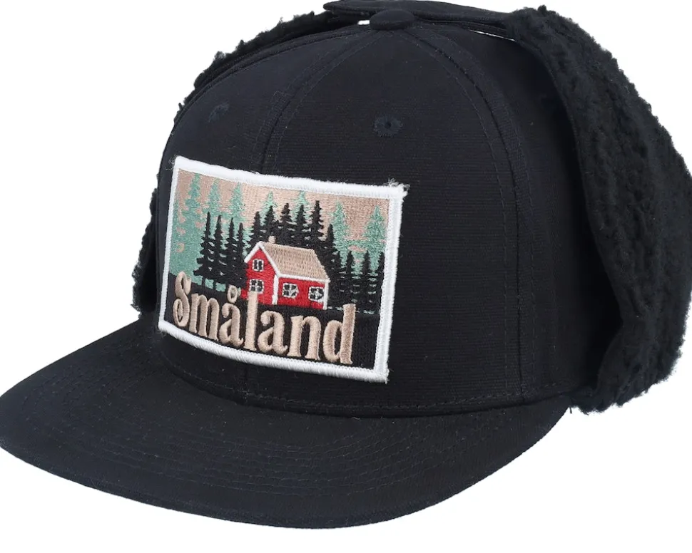 Småland Canvas Flatbrim Black Earflap - Wild Spirit