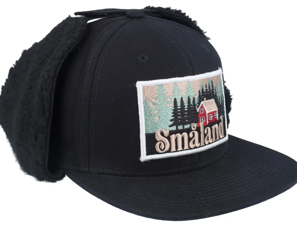 Småland Canvas Flatbrim Black Earflap - Wild Spirit