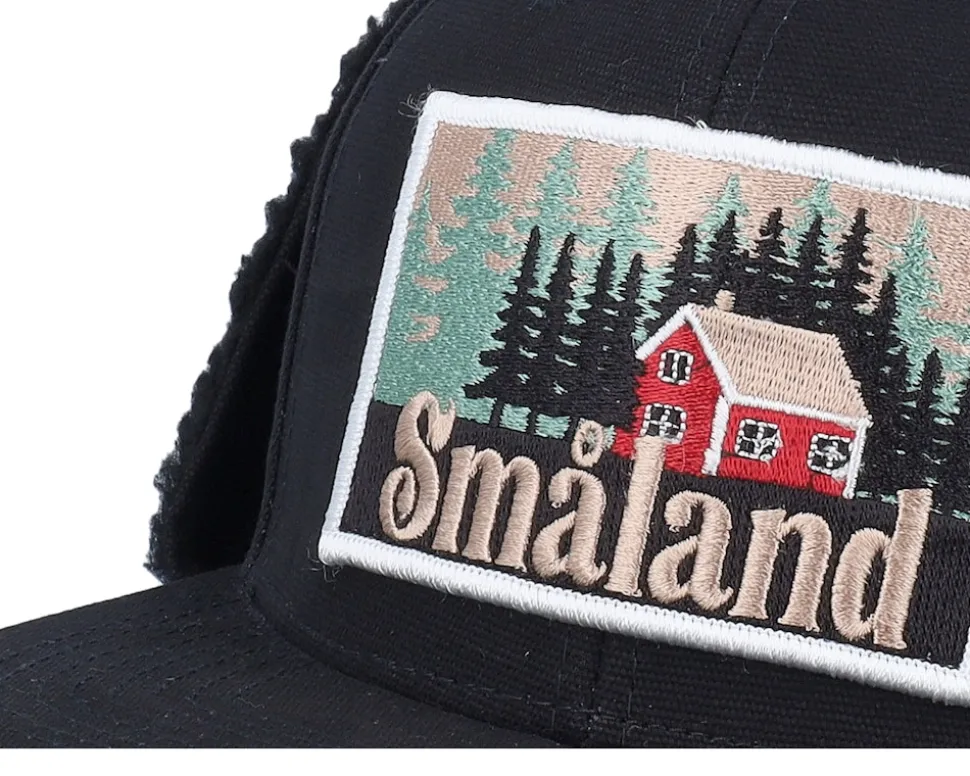 Småland Canvas Flatbrim Black Earflap - Wild Spirit