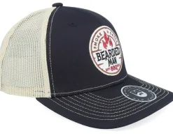 Smoke Grill Bbq Logo Black/Golden Stone Trucker - Bearded Man