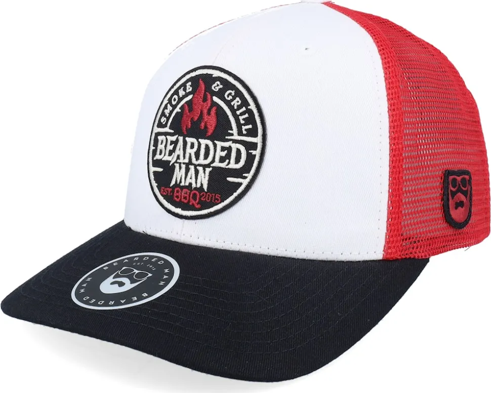 Smoke Grill Bbq Logo Black/Golden Stone Trucker - Bearded Man