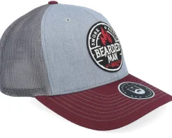 Smoke Grill Bbq Logo Blk 112 Grey/Charcoal/Maroon Trucker - Bearded Man