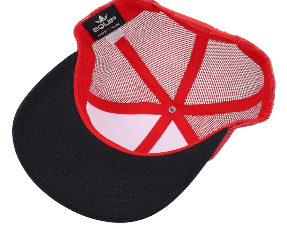 Smoke Grill Bbq Logo Blk White/Scarlet Trucker - Bearded Man