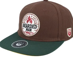 Smoke Grill Bbq Logo Brown/Green/Yellow Snapback - Bearded Man