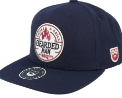 Smoke Grill Bbq Logo Dark Navy/Dark Navy Snapback - Bearded Man