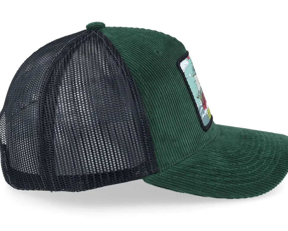 Smooth Sea Never Made a Skilled Sailor Cord Green/Black A-frame Trucker - Jack Anchor