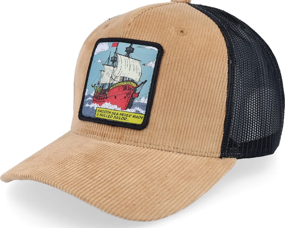 Smooth Sea Never Made a Skilled Sailor Cord Green/Black A-frame Trucker - Jack Anchor