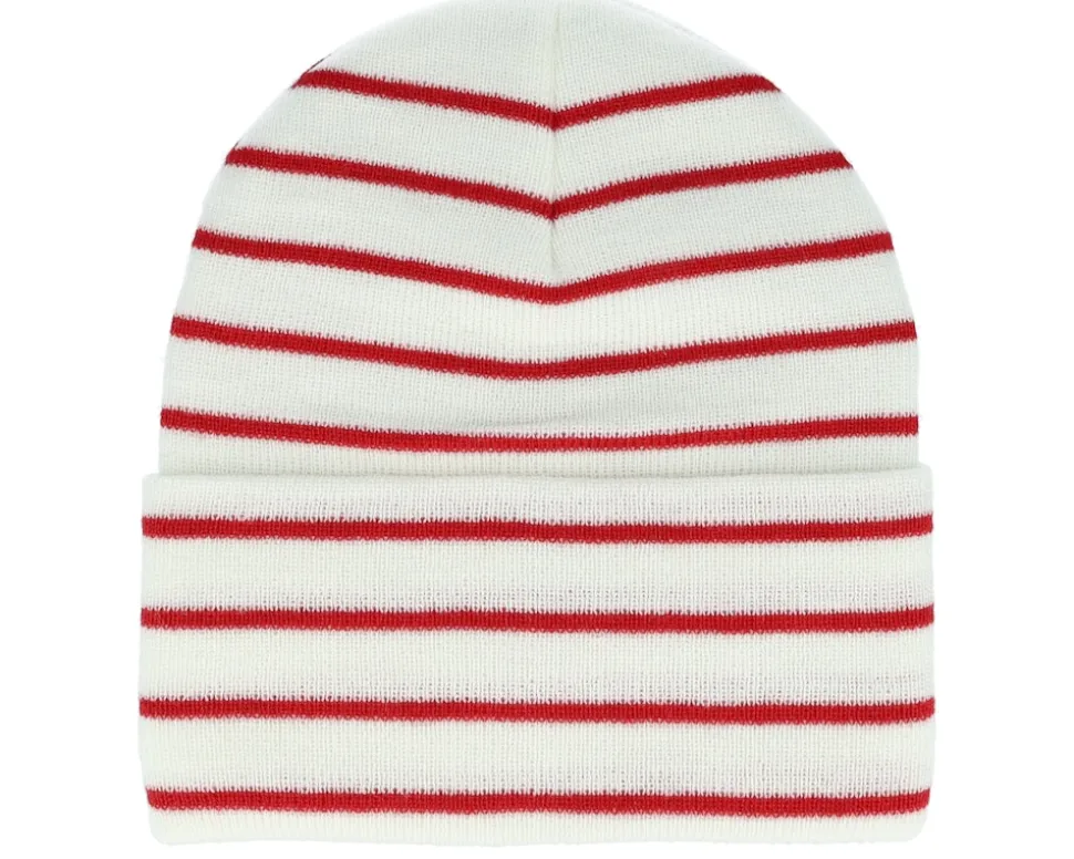 Soft White/Classic Red Deep Striped Cuff - Beechfield