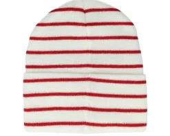Soft White/Classic Red Deep Striped Cuff - Beechfield