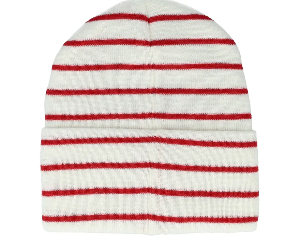 Soft White/Classic Red Deep Striped Cuff - Beechfield
