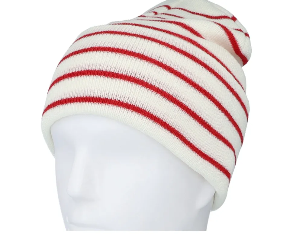 Soft White/Classic Red Deep Striped Cuff - Beechfield