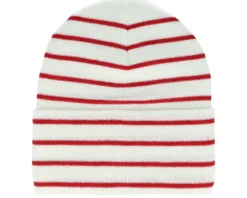 Soft White/Classic Red Deep Striped Cuff - Beechfield