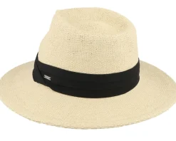 Sol Straw Fedora Natural/Black Straw Hat - Brixton