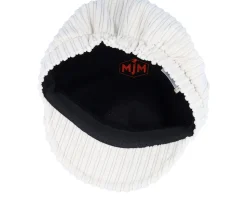 Sophie W Cotton Velvet White Flat Cap - MJM Hats