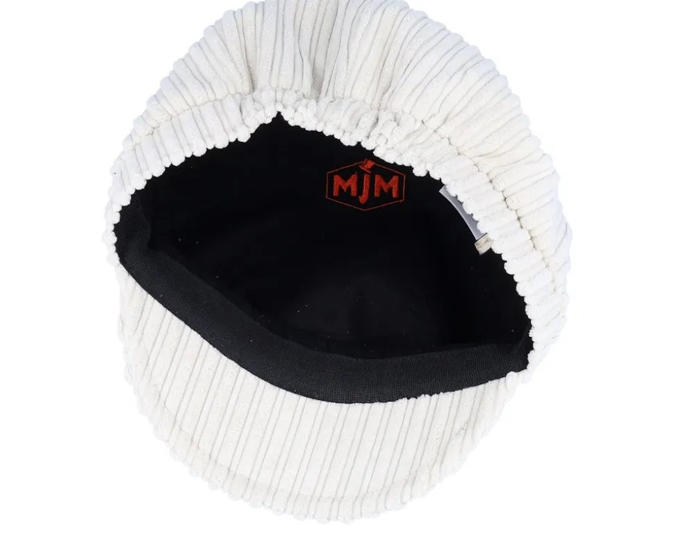 Sophie W Cotton Velvet White Flat Cap - MJM Hats
