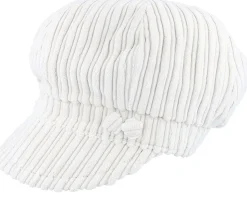 Sophie W Cotton Velvet White Flat Cap - MJM Hats