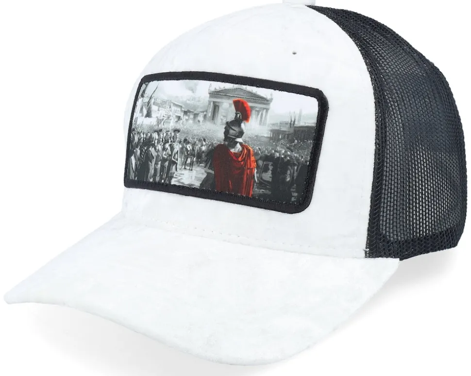 Spartan King Velvet White/Black A-Frame Trucker - Calza Pennello