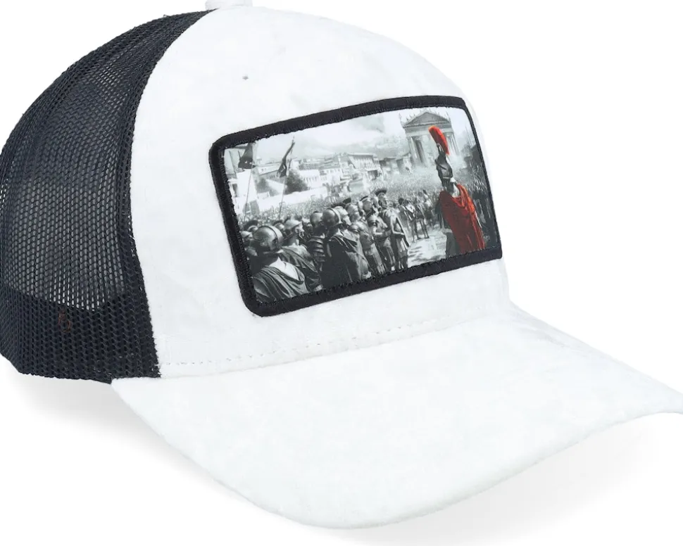 Spartan King Velvet White/Black A-Frame Trucker - Calza Pennello