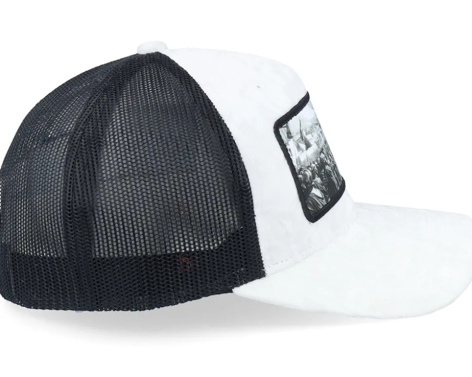 Spartan King Velvet White/Black A-Frame Trucker - Calza Pennello