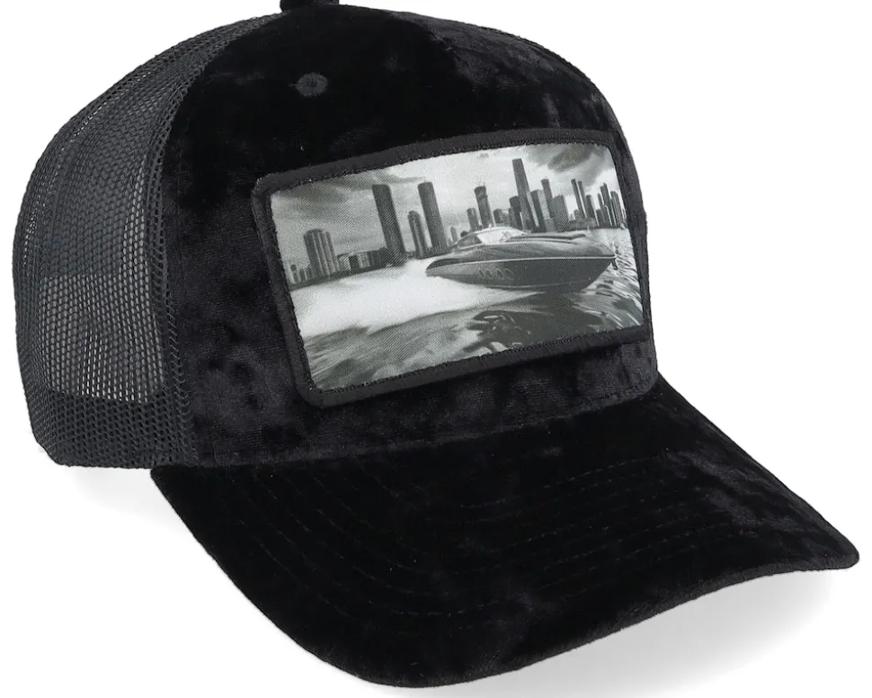 Speed Boat Racing Velvet Black A-Frame Trucker - Calza Pennello