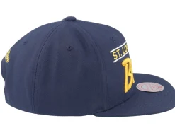 St. Louis Blues Retro Lock Up Blue Snapback - Mitchell & Ness