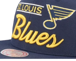 St. Louis Blues Retro Lock Up Blue Snapback - Mitchell & Ness