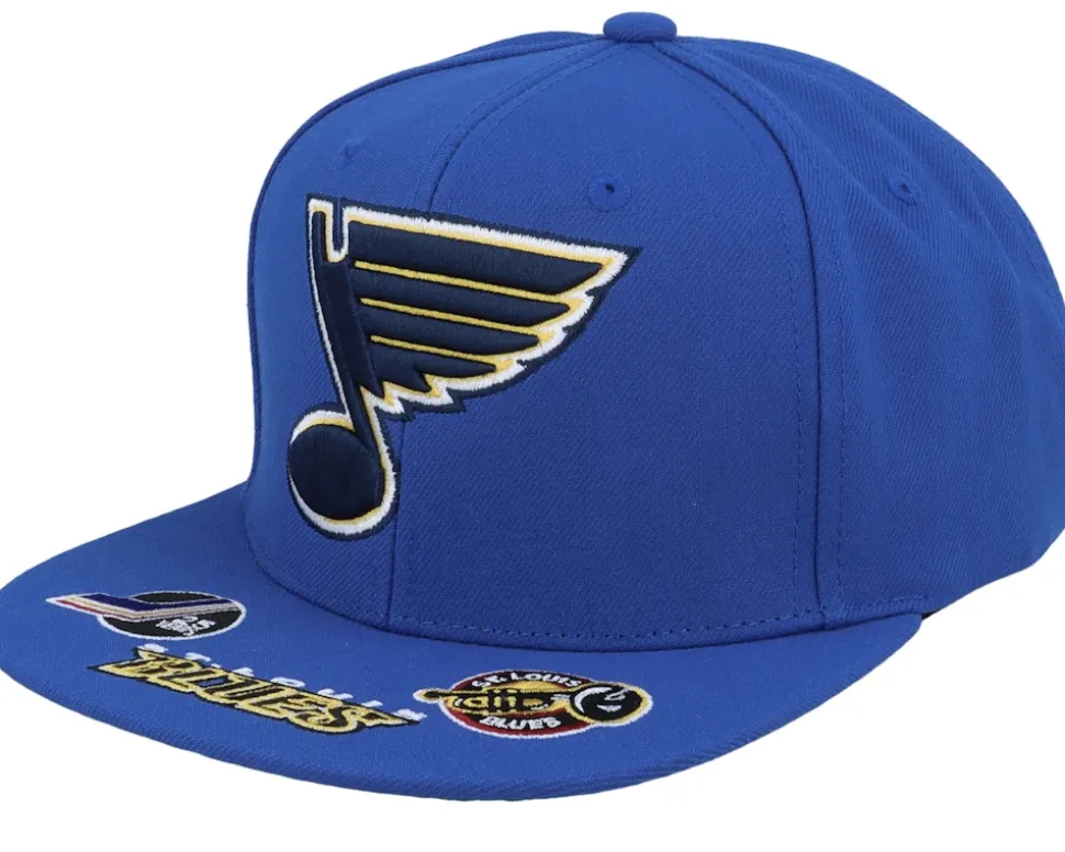 St. Louis Blues Vintage Hat Trick Blue Snapback - Mitchell & Ness