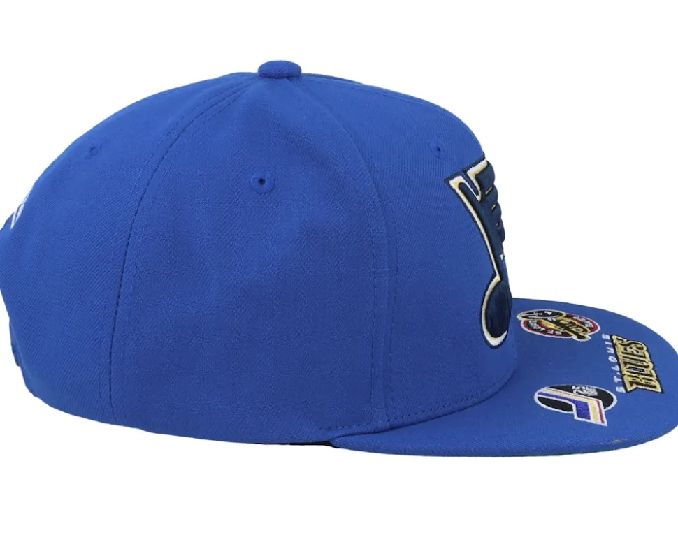 St. Louis Blues Vintage Hat Trick Blue Snapback - Mitchell & Ness