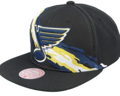 St. Louis Blues Vintage Paintbrush Black Snapback - Mitchell & Ness