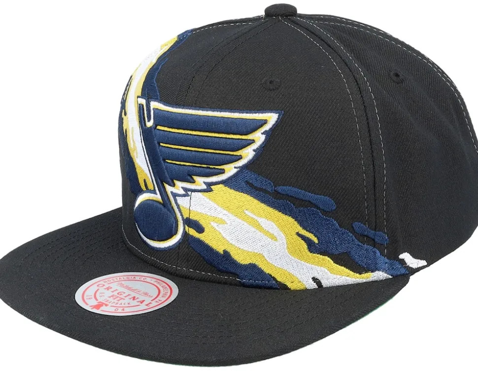 St. Louis Blues Vintage Paintbrush Black Snapback - Mitchell & Ness
