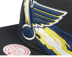St. Louis Blues Vintage Paintbrush Black Snapback - Mitchell & Ness