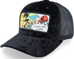 Sting Like A Bee Pop Art Velvet Green/Navy/Black A-Frame Trucker - Calza Pennello