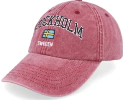 Stockholm Sweden Washed Red Dad Cap - Iconic