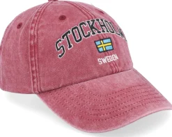 Stockholm Sweden Washed Red Dad Cap - Iconic