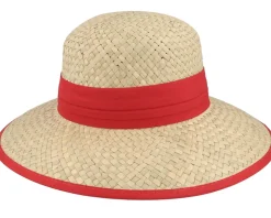 Straw Cloche Natural/Wine Red Straw Hat - Seeberger