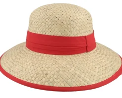 Straw Cloche Natural/Wine Red Straw Hat - Seeberger