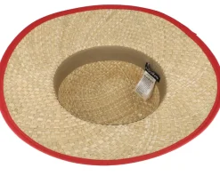 Straw Cloche Natural/Wine Red Straw Hat - Seeberger