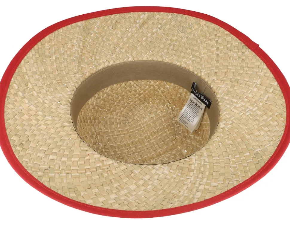 Straw Cloche Natural/Wine Red Straw Hat - Seeberger