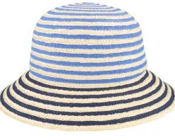 Straw edged clock Linen/Ink Blue Straw Hat - Seeberger
