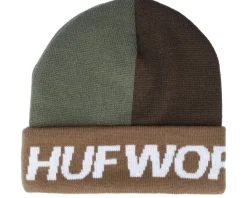 Street Block Beanie Green/Brown Cuff - HUF