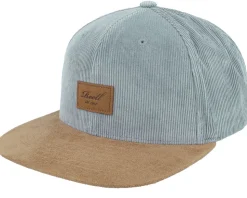 Suede Cap Blue Grey Corduroy Snapback - Reell