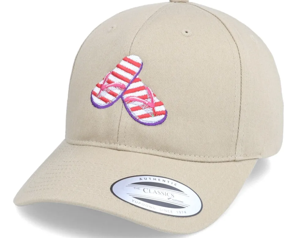 Summer Slippers Flip Flop Curved Khaki Adjustable - Iconic