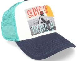 Sun's Up White/Navy/Turquoise Trucker - Coastal