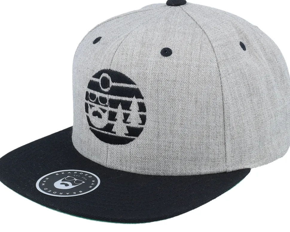 Sunset Heather Grey/Black Snapback - Bearded Man