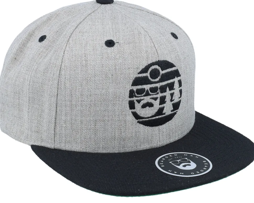 Sunset Heather Grey/Black Snapback - Bearded Man